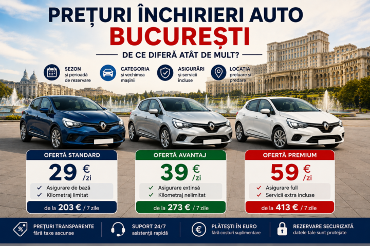 Prețuri închirieri auto București - comparație tarife