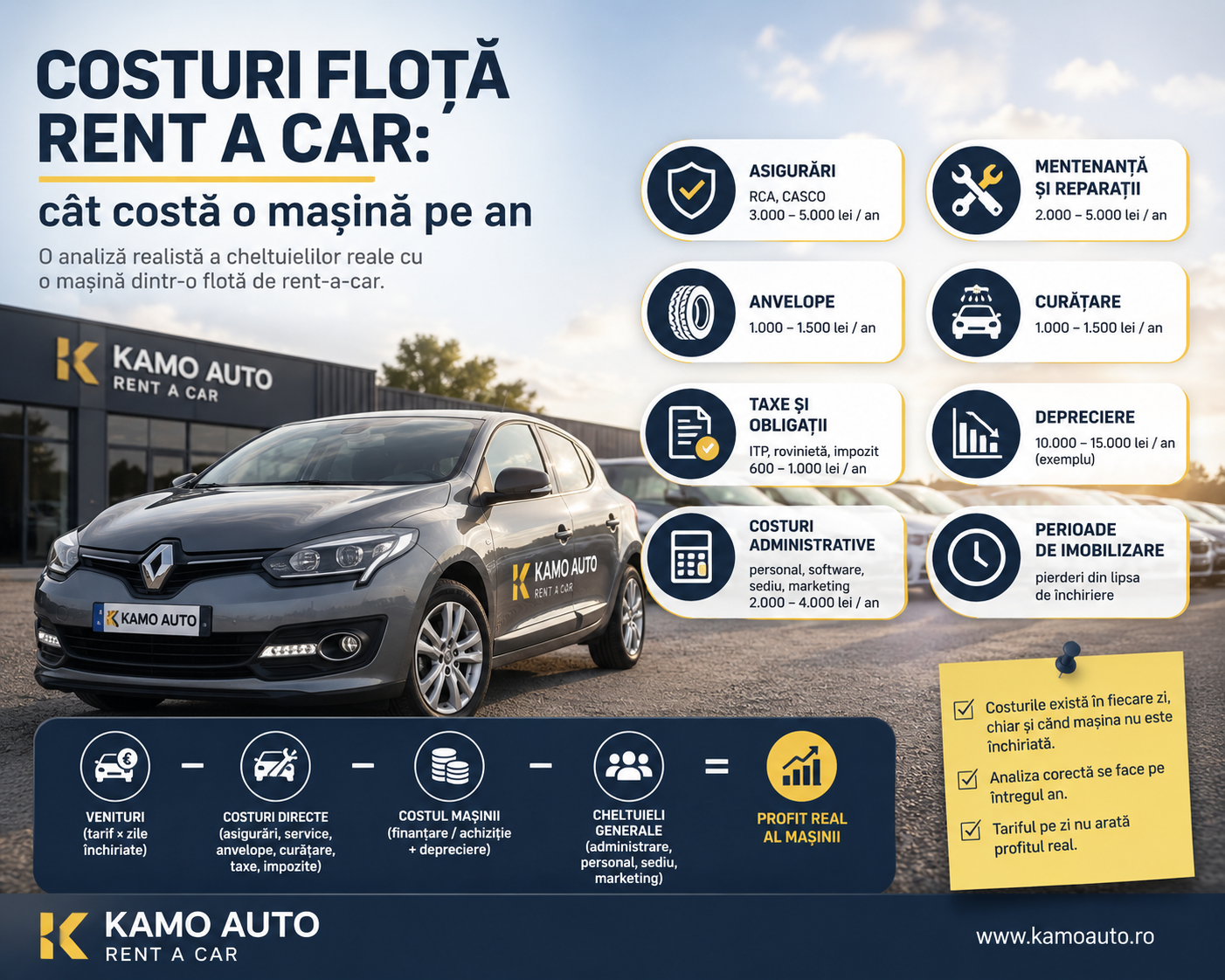 Costuri flotă rent a car - cheltuielile reale ale unei mașini