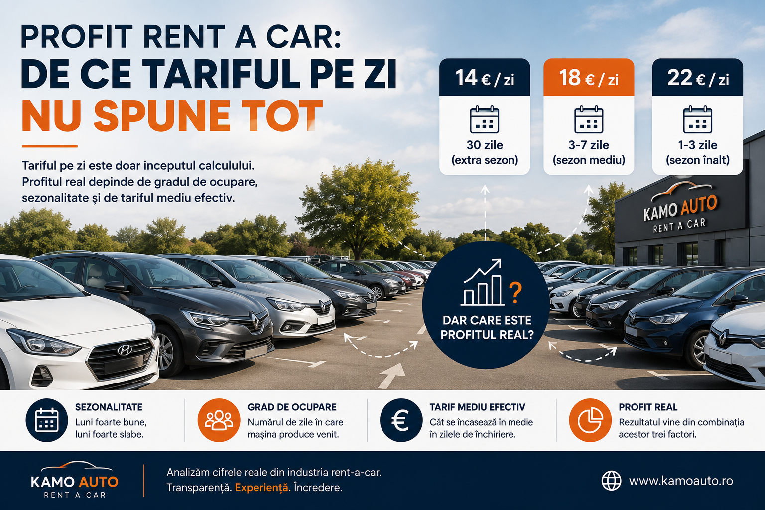 Profit rent a car - tarife, sezonalitate și grad de ocupare